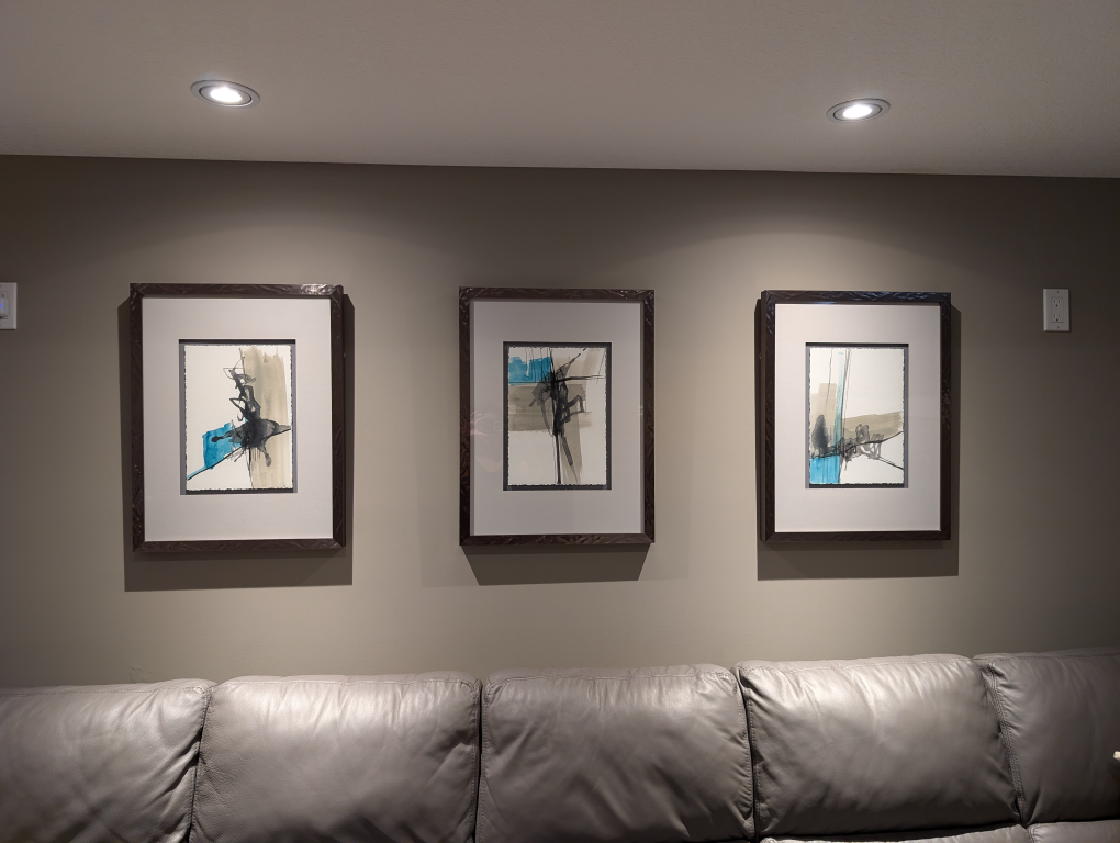 Framed Abstract Artwork x 3