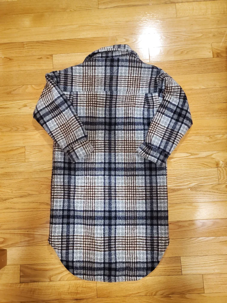 🍂🔥 Korean Fall Blue & Brown Plaid Shacket image indicator(2)