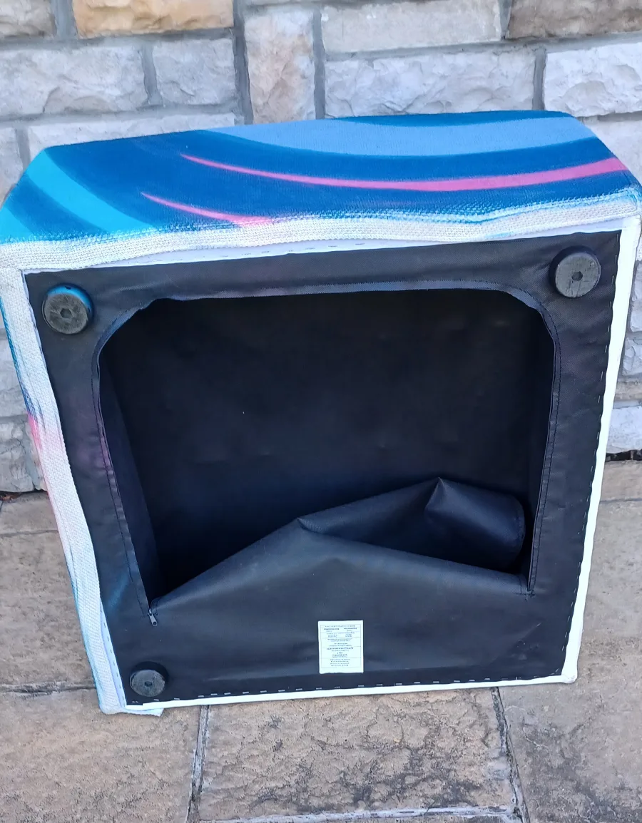 Blue and pink patterned storage ottoman corner seat image indicator(5)