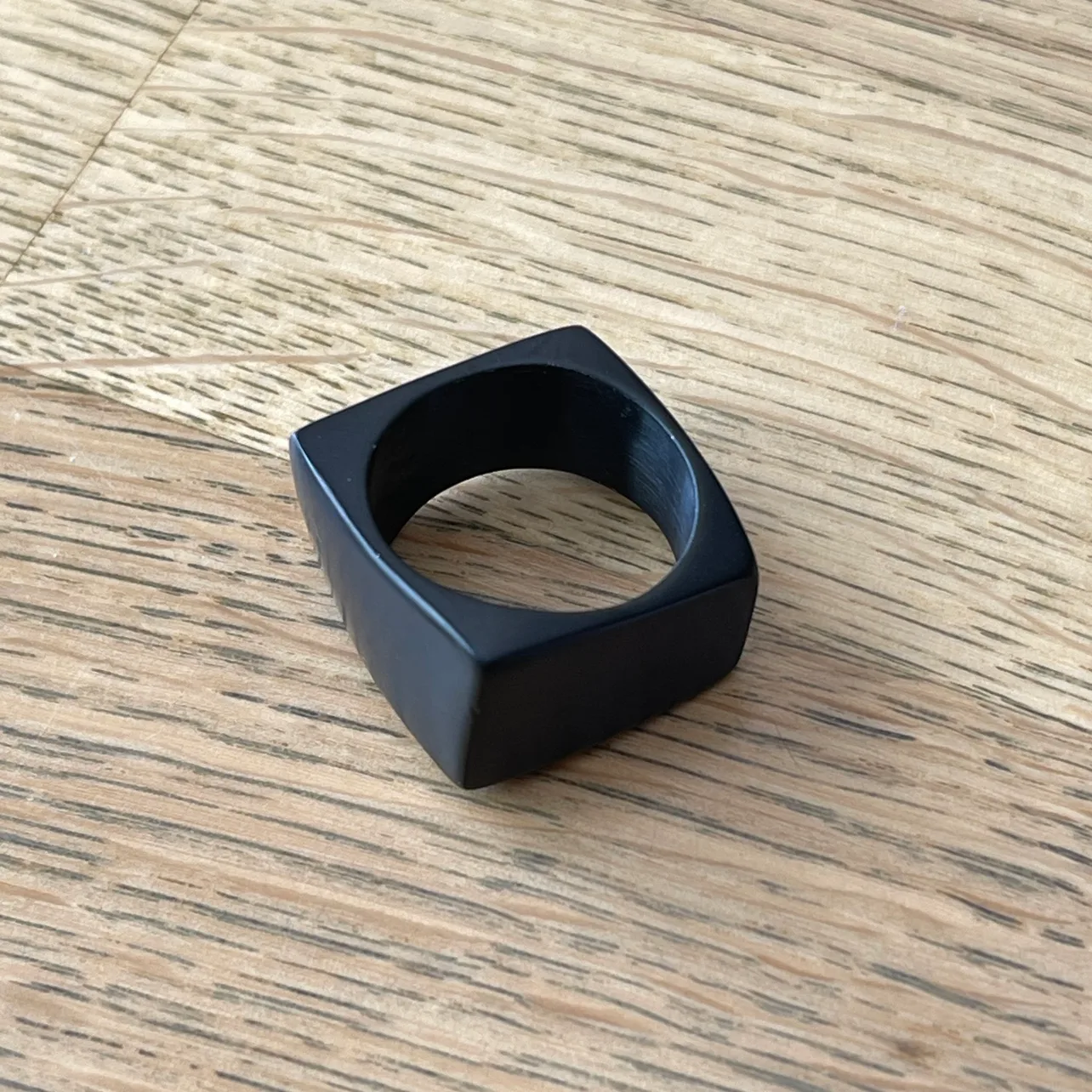 Geometric distorted black stainless steel ring (size 13) image indicator(2)