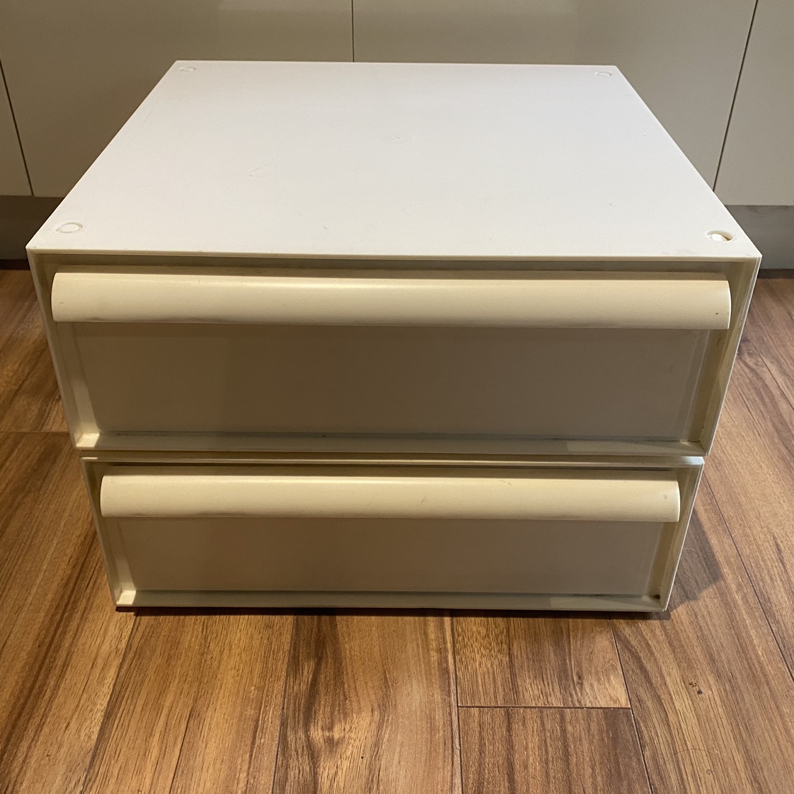 Pair of White Plastic Stackable Drawers