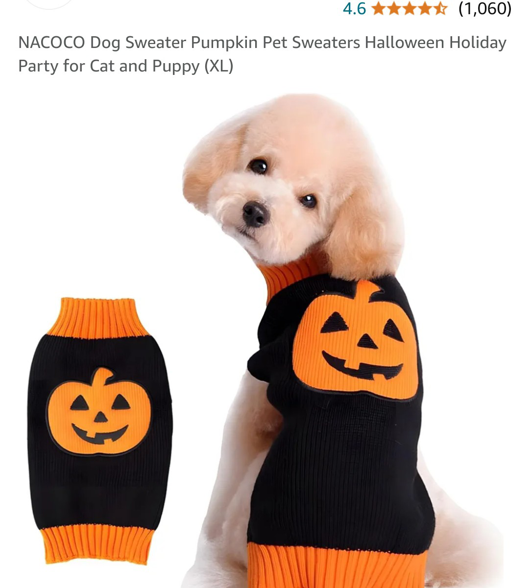 NEW!   Pumpkin Dog Sweater - photo 2
