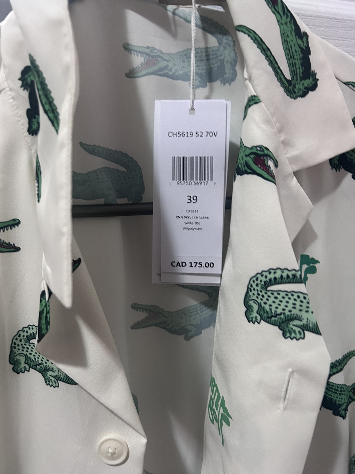 Lacoste Crocodile Print Short Sleeve Button Up Shirt - photo 2