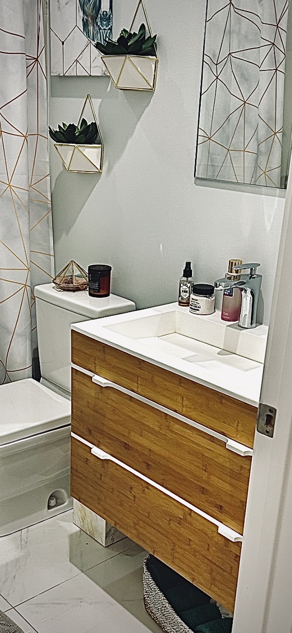 31.5” Teak wood modern floating bathroom vanity