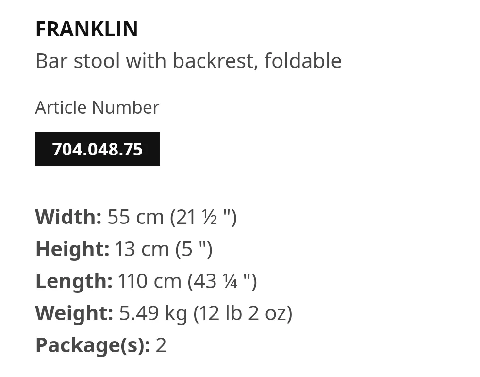 IKEA set of 2 Franklin Folding Bar Stools black image indicator(3)