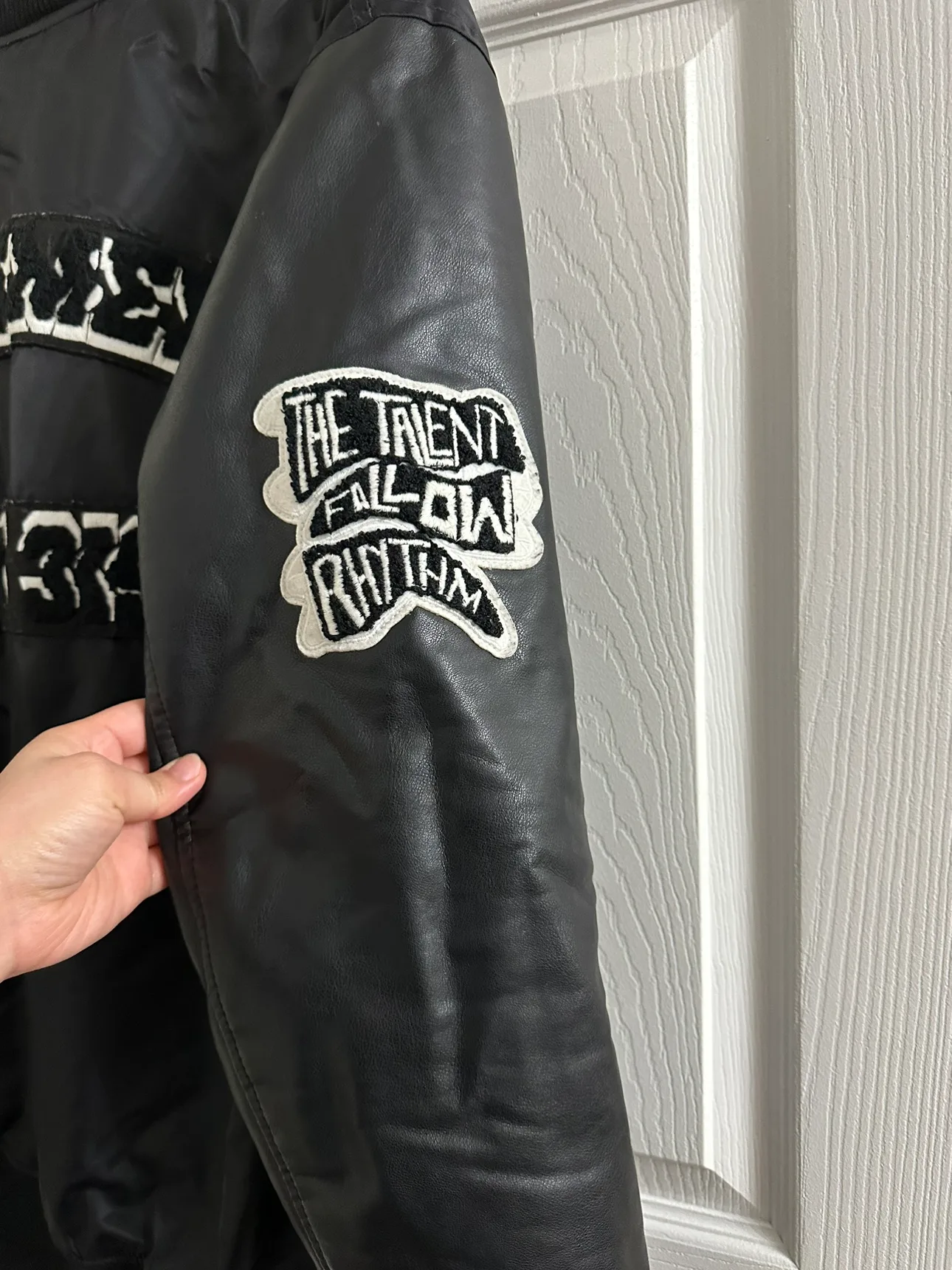 Zara Black Bomber Jacket with Patches image indicator(5)