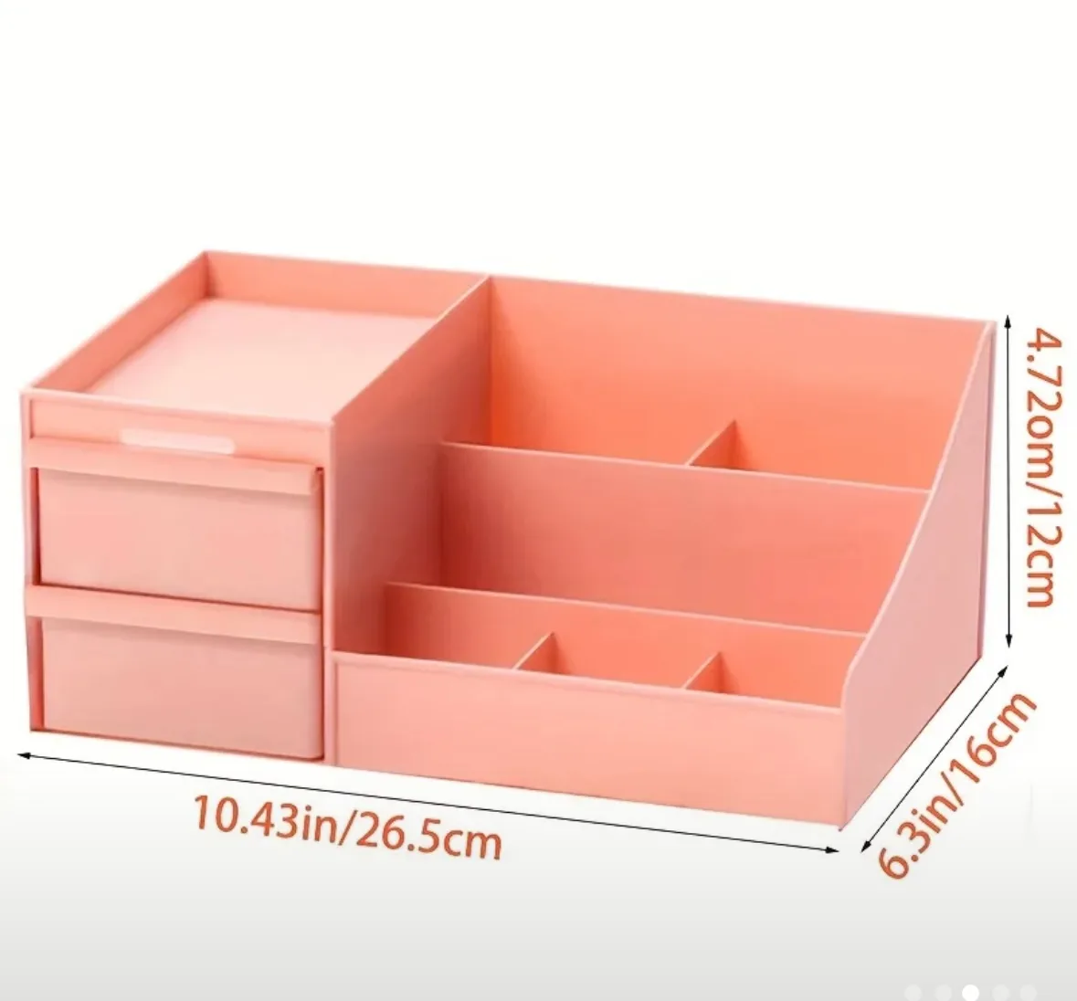 White Desktop Makeup Organizer with Drawers image indicator(3)