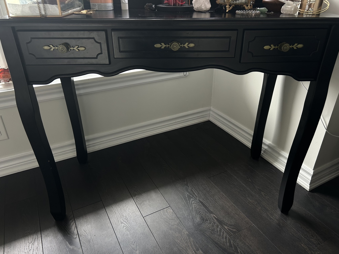 Black Vanity Desk with Mirror and Lights - photo 4