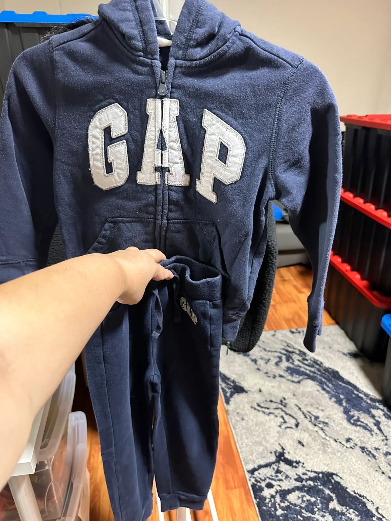 Gap Baby Toddler Size 5 Navy Blue Hoodie and Pants Set thumbnail