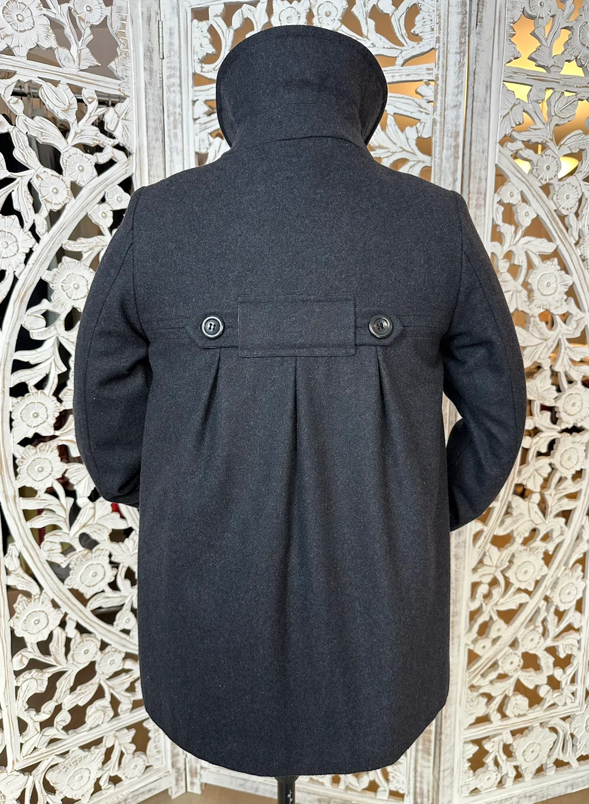 🧡 Peacoat Crop military Jacket XS S Double Breasted Flare Lady's image indicator(2)