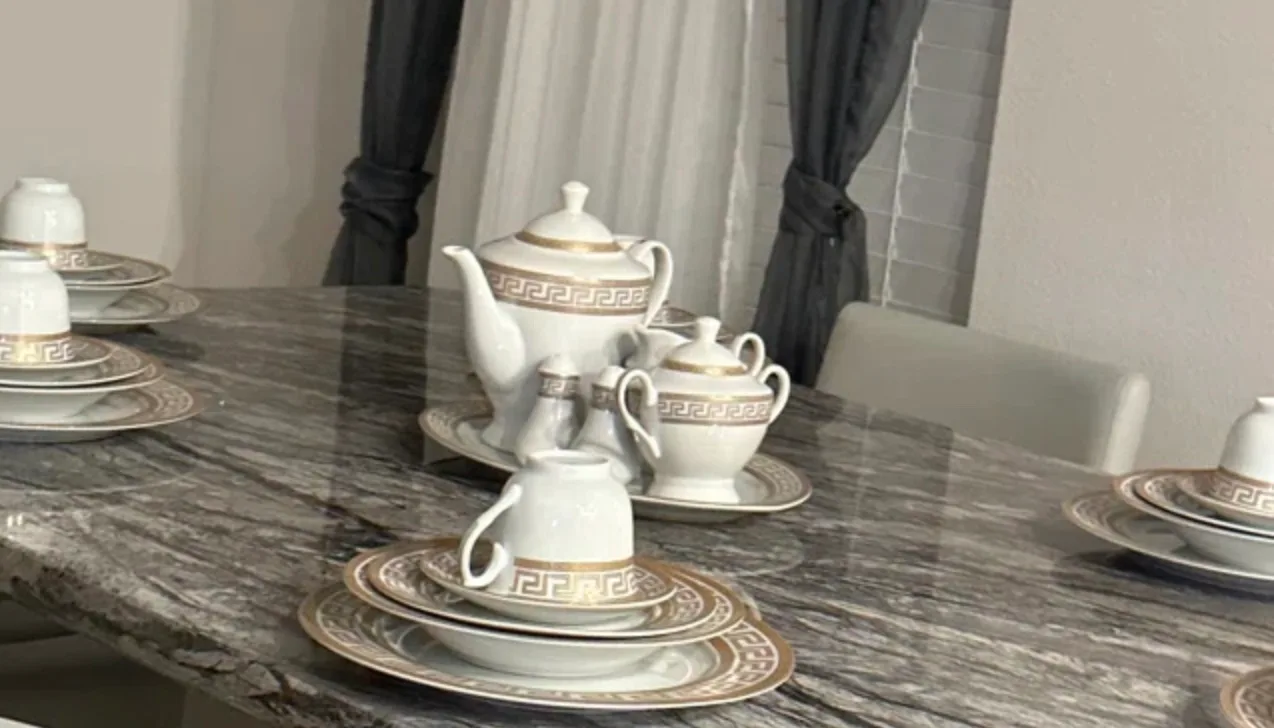 Gold Greek Key Dinnerware Set 49 pieces made German image indicator(5)