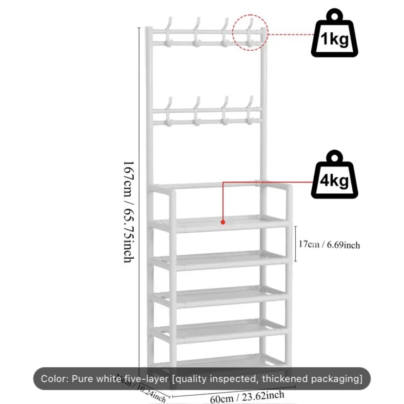 NEW White Metal Coat Rack with Shoe Shelf - photo 2