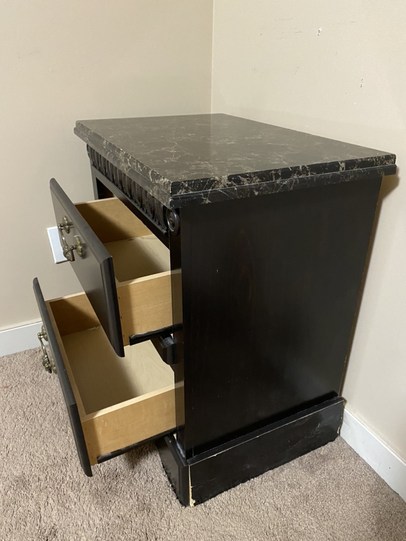 Black Nightstand with Marble Top - photo 2