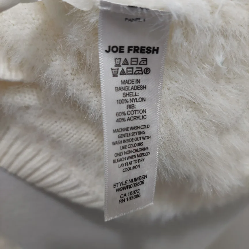 NWOT White Fuzzy Sweater Medium image indicator(3)