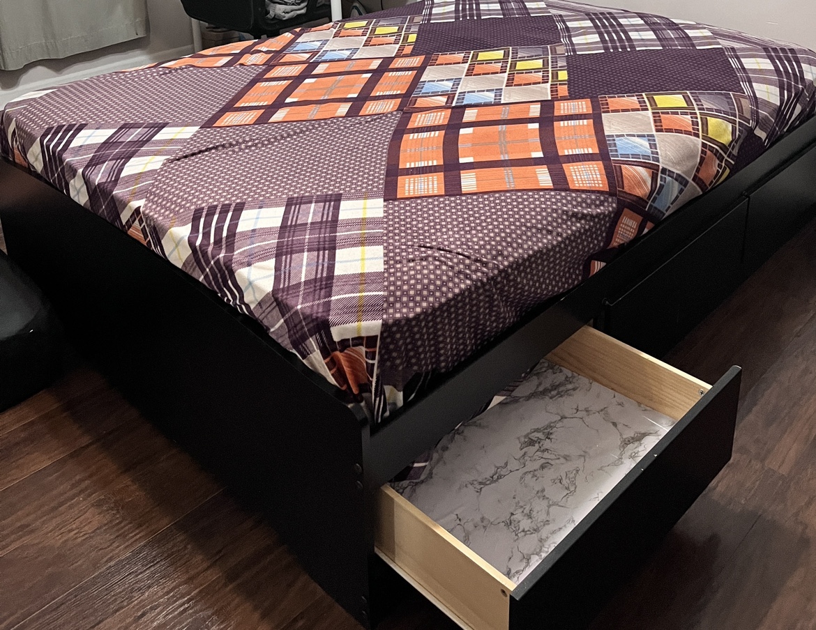 Wooden Bed Frame with Storage Drawers