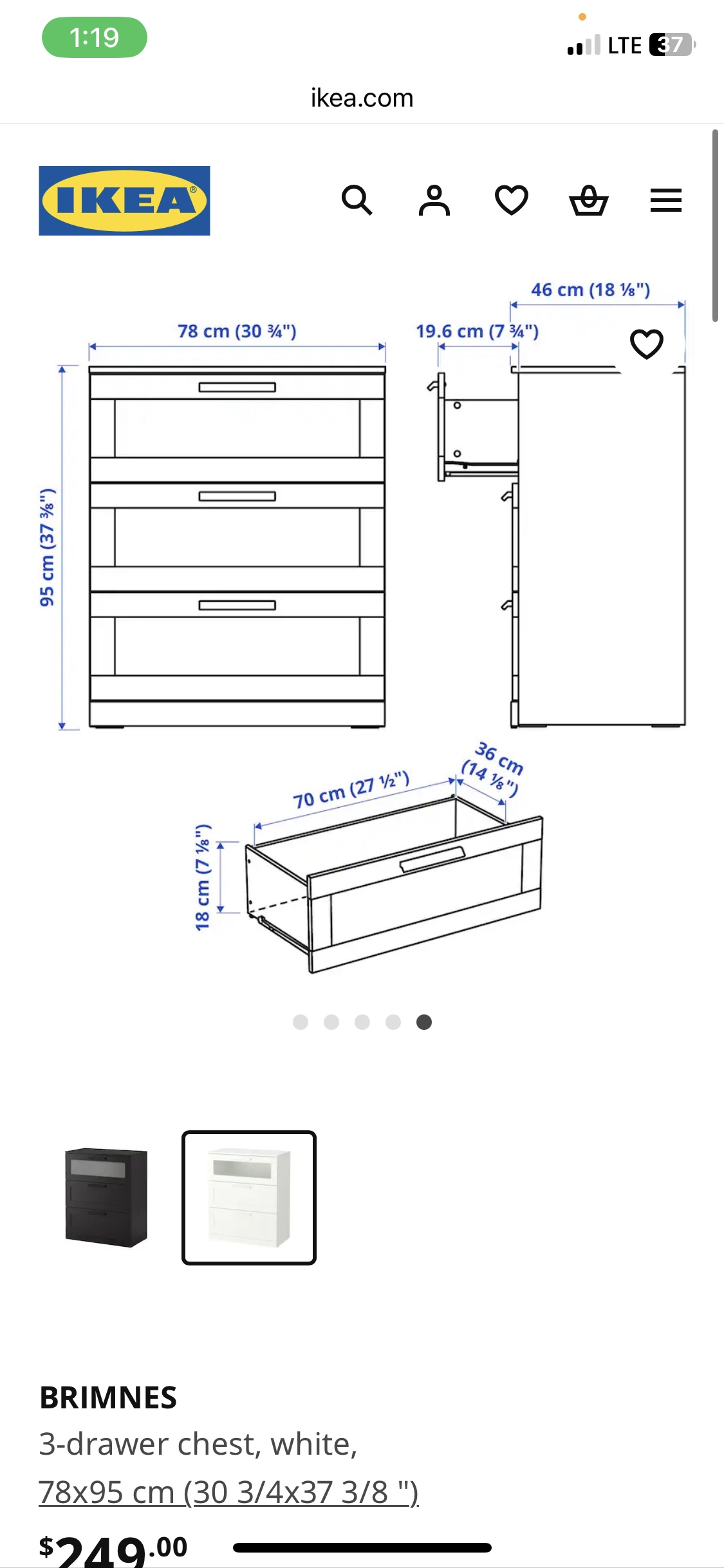 IKEA BRIMNES 3-drawer chest, white - photo 4