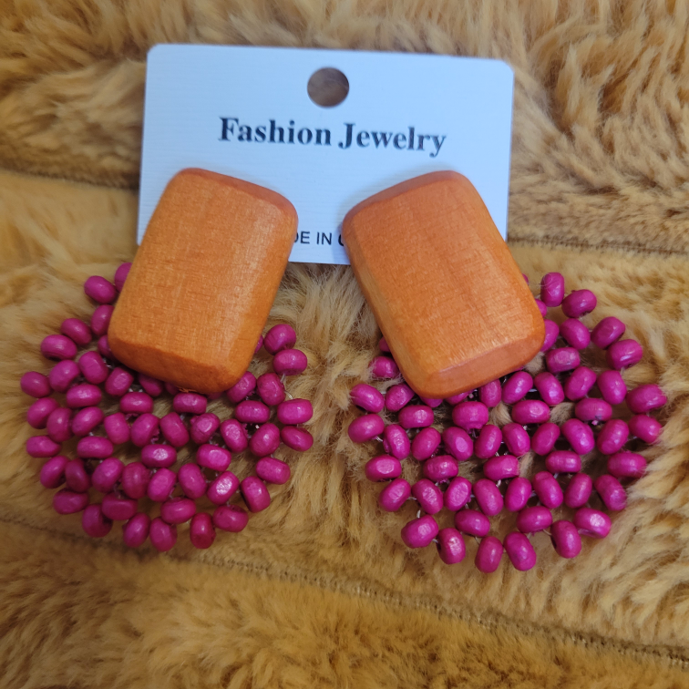 Wooden Beaded Earrings