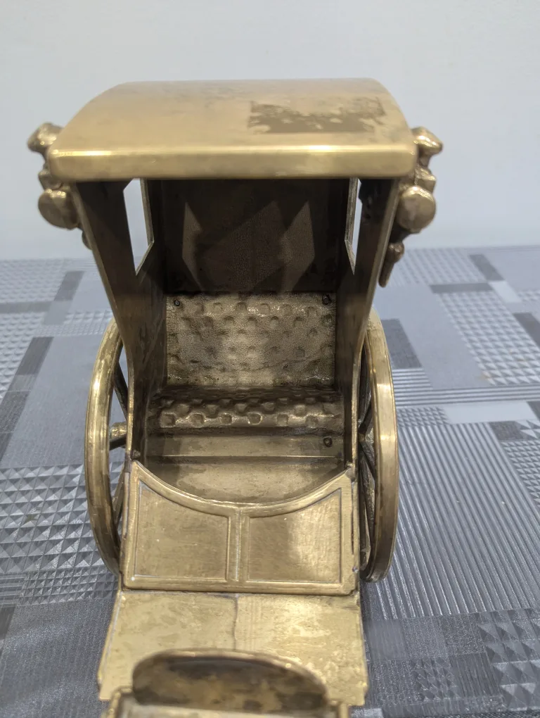 Vintage Large Solid Brass Horse and Carriage Figurine image indicator(5)