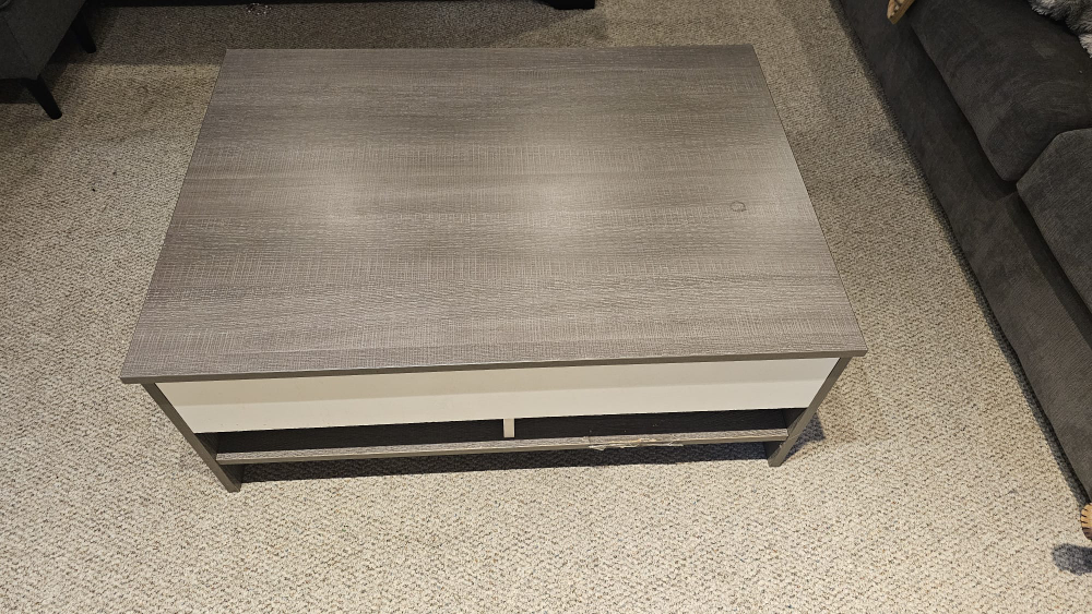 Grey and White Coffee Table with Storage - photo 3