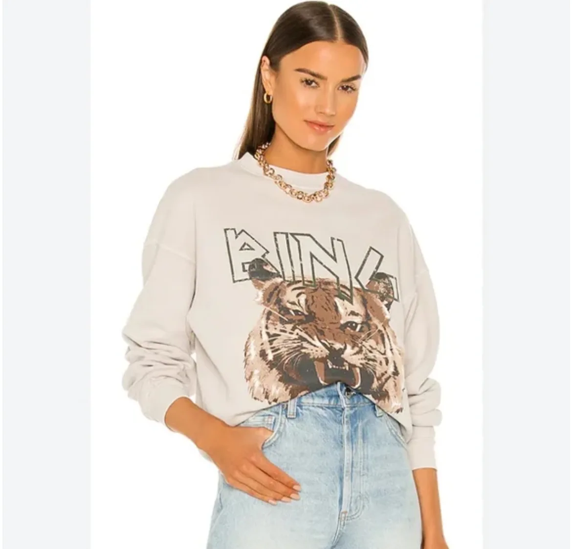 Anine Bing Tiger Sweatshirt 🐅 Stone size M thumbnail