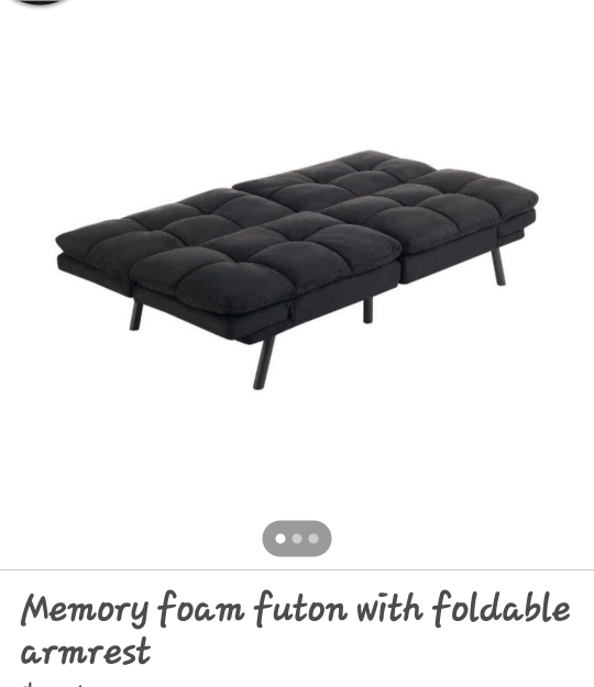 Black Memory Foam Futon with Foldable Armrest