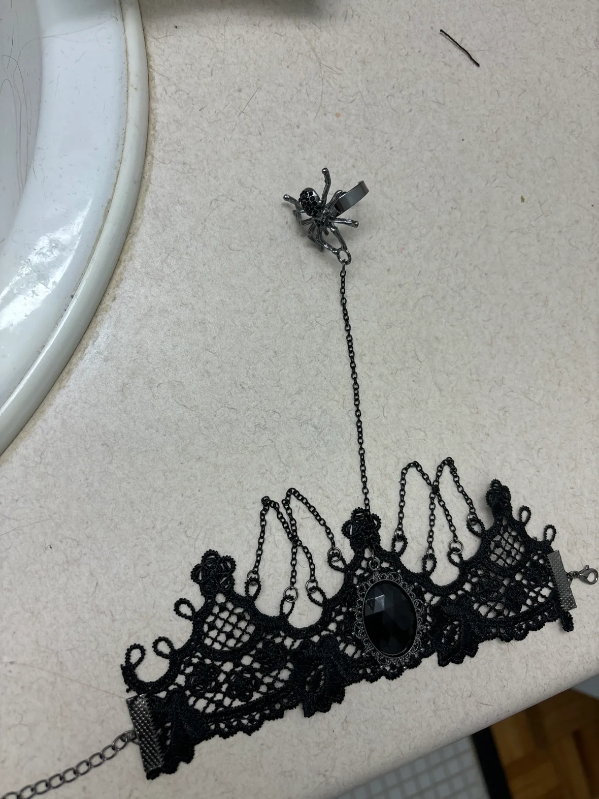 Black Lace bracelet with Spider Ring thumbnail