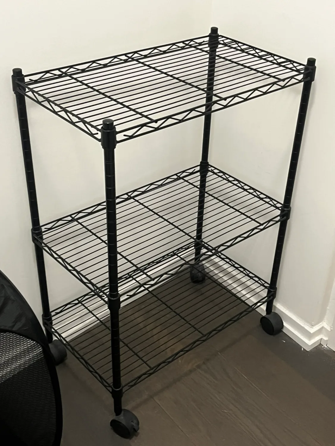 Black 3-Tier Rolling Shelf Unit thumbnail