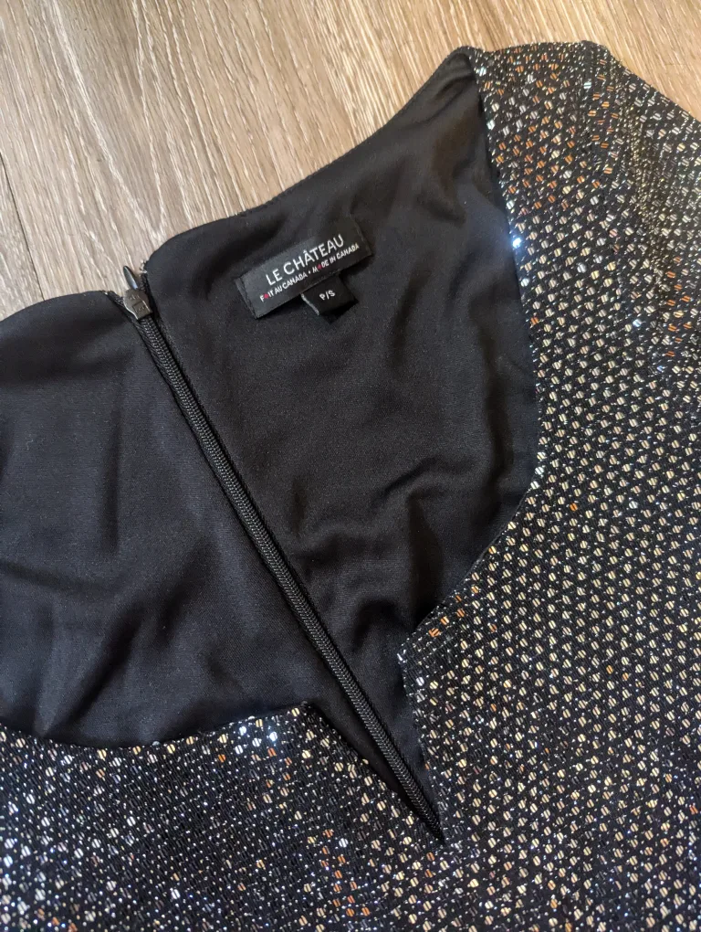 Small Le Chateau Black Sequin Dress image indicator(2)