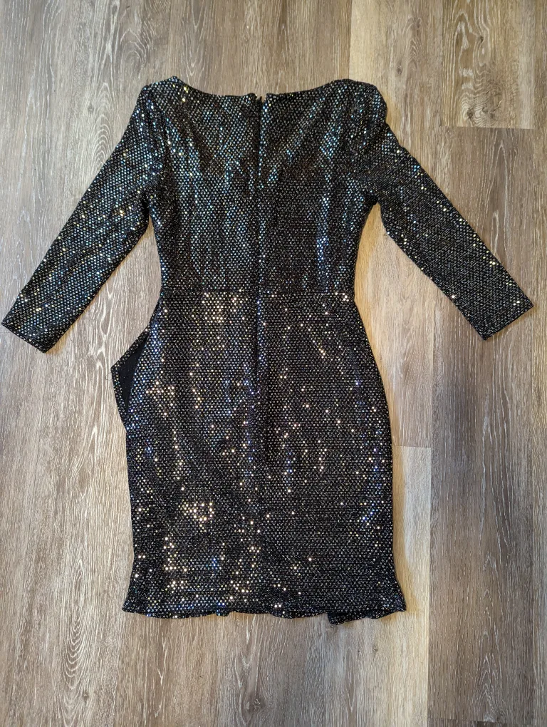Small Le Chateau Black Sequin Dress image indicator(4)