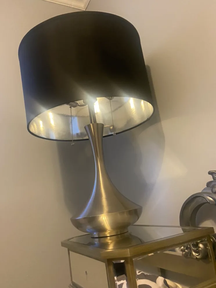 Silver Table Lamp with Black Shade image indicator(2)