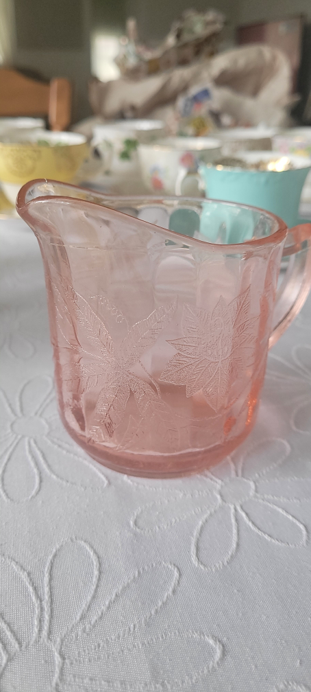 Rose Glass Vintage Cream Pitcher