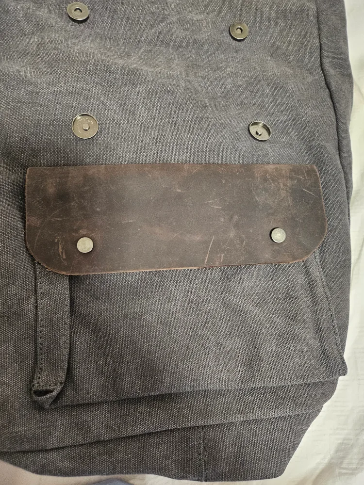 Grey Canvas Backpack with Leather Detail image indicator(5)