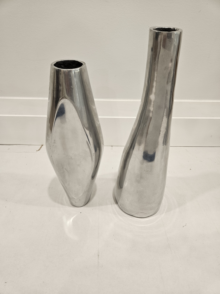 Set of Two Silver Vases