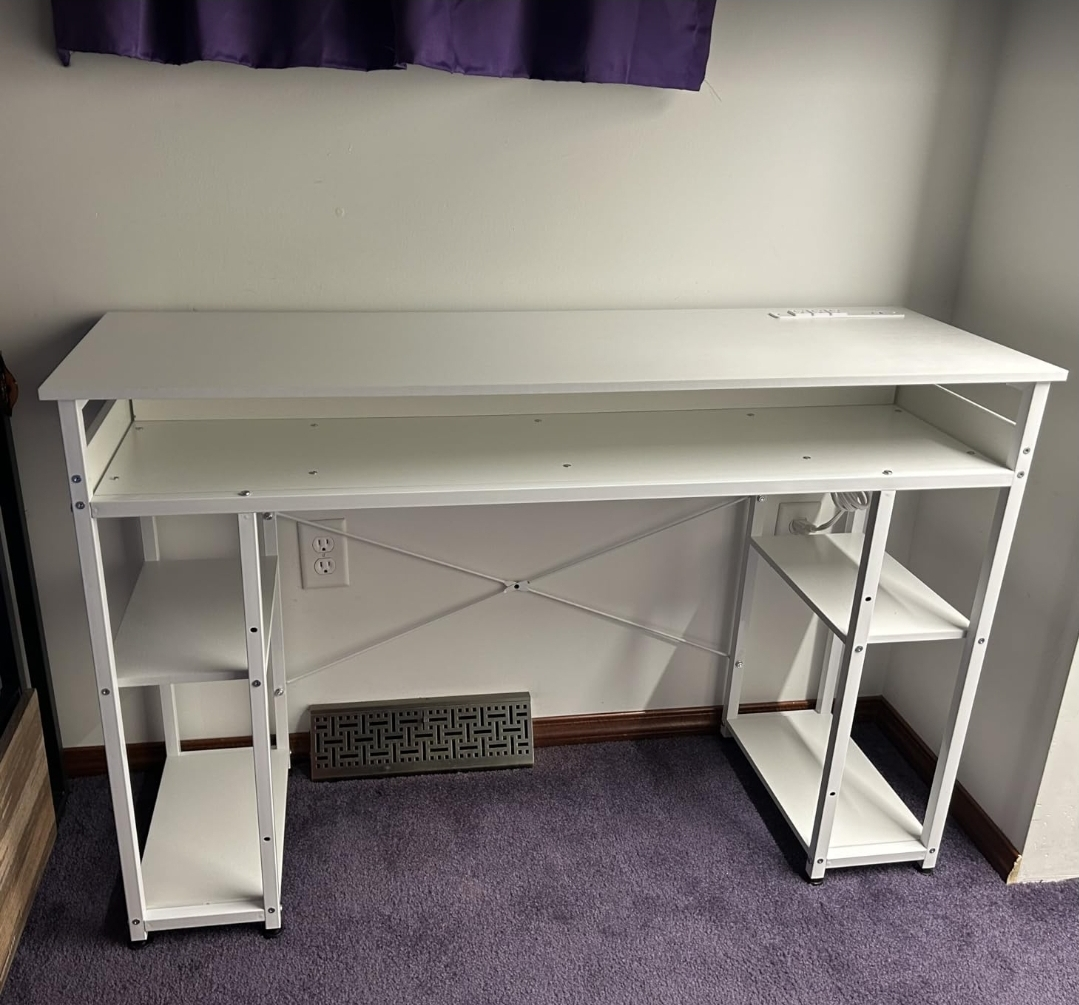 White Computer Desk with Shelves