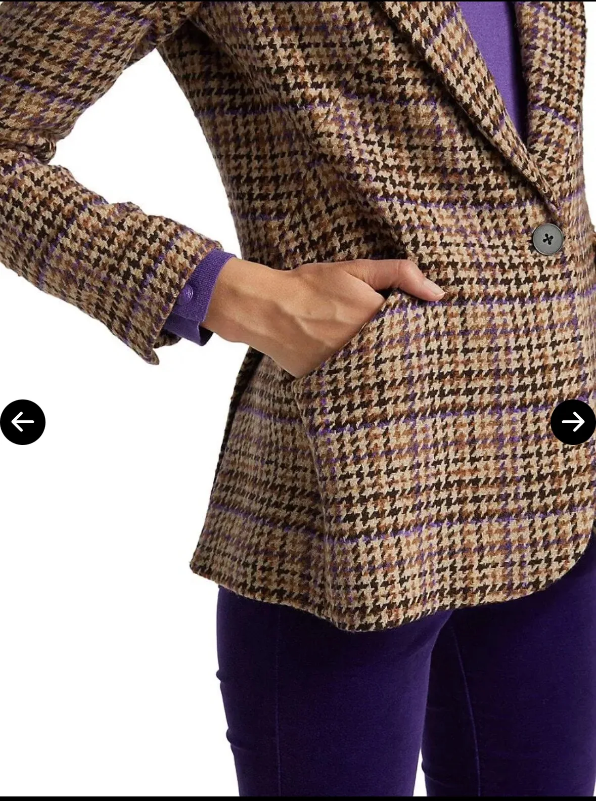 L'AGENCE  Chamberlain Tweed Blazer - Tan Multi Twill Plaid image indicator(5)