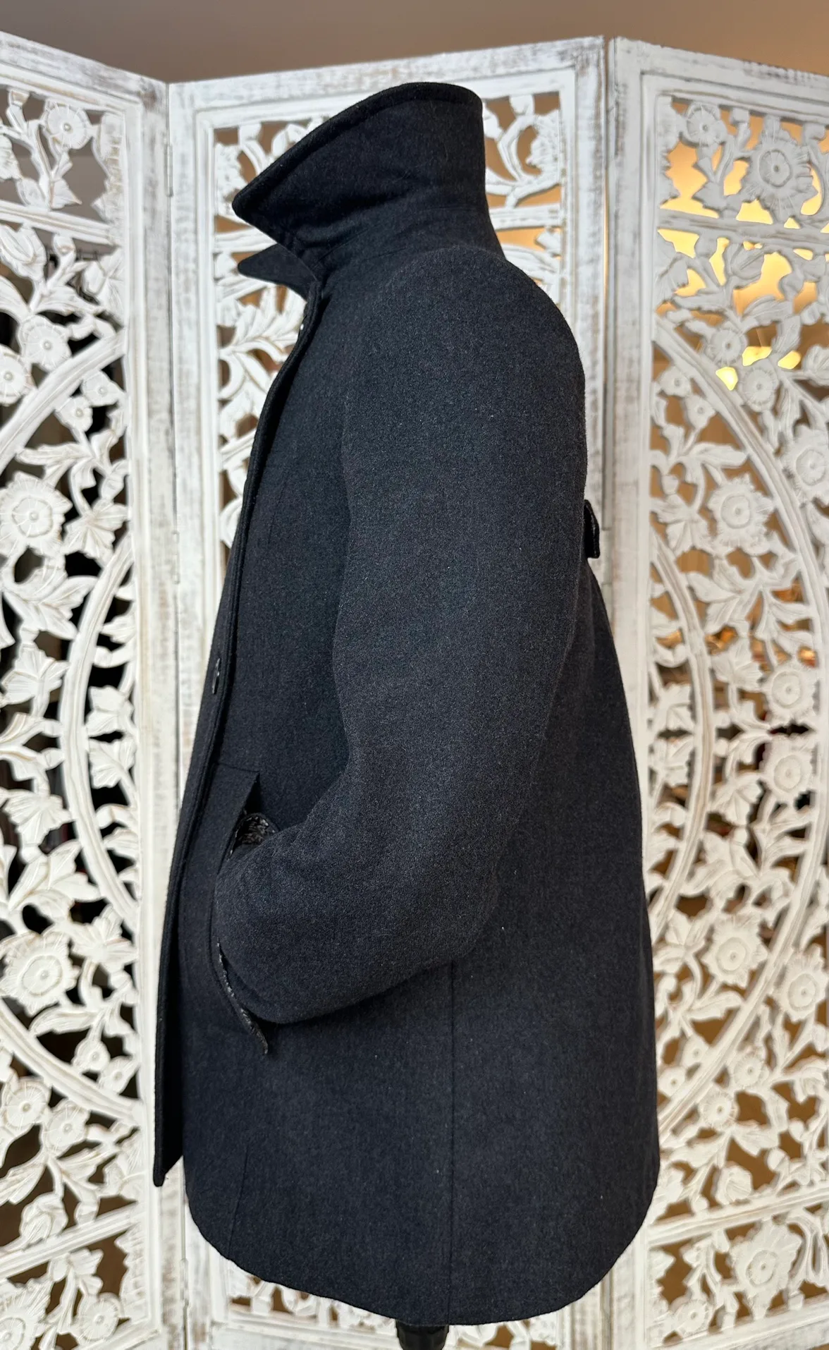 🧡 Peacoat Crop military Jacket XS S Double Breasted Flare Lady's image indicator(4)