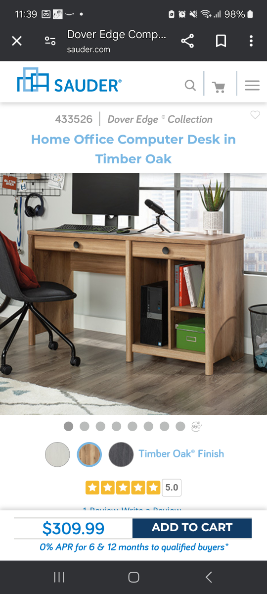 Sauder Dover Edge Computer Desk in Timber Oak
