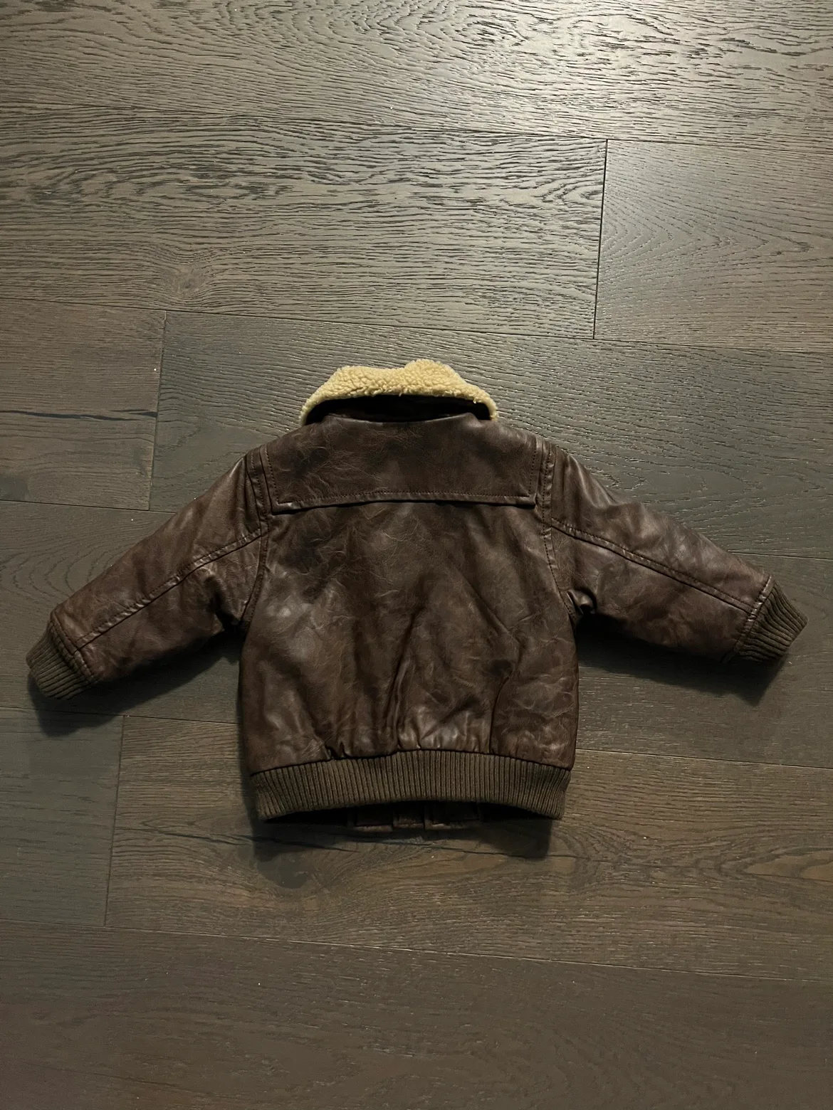 Baby gap brown leather faux kids jacket 12-18M NWT image indicator(3)