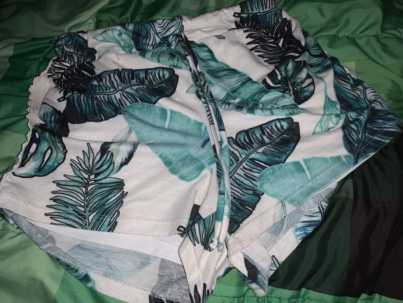 Tropical Leaf Print Shorts