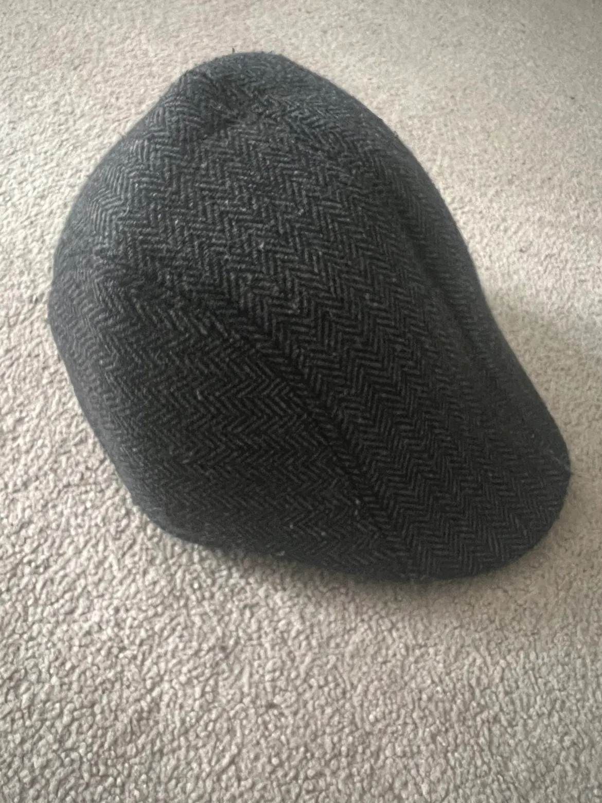 Black Herringbone Newsboy Cap thumbnail