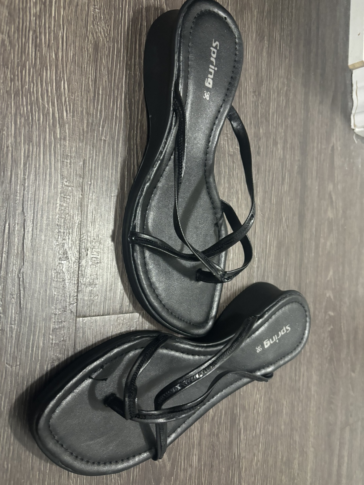 Spring Black Wedge Sandals Size 38