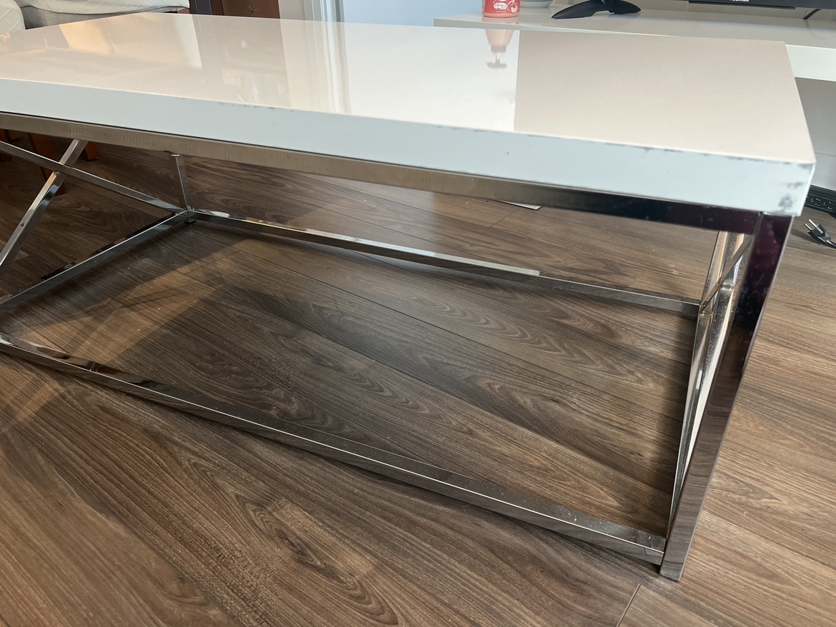 White Coffee Table with Chrome Legs - photo 3
