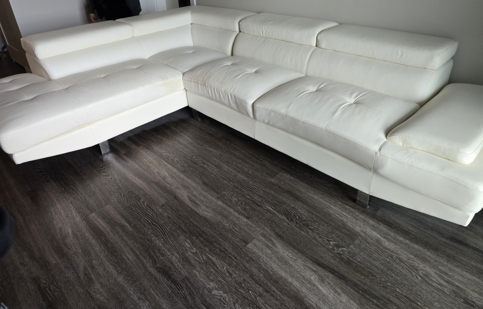 White faux Leather Sectional Couch - photo 2