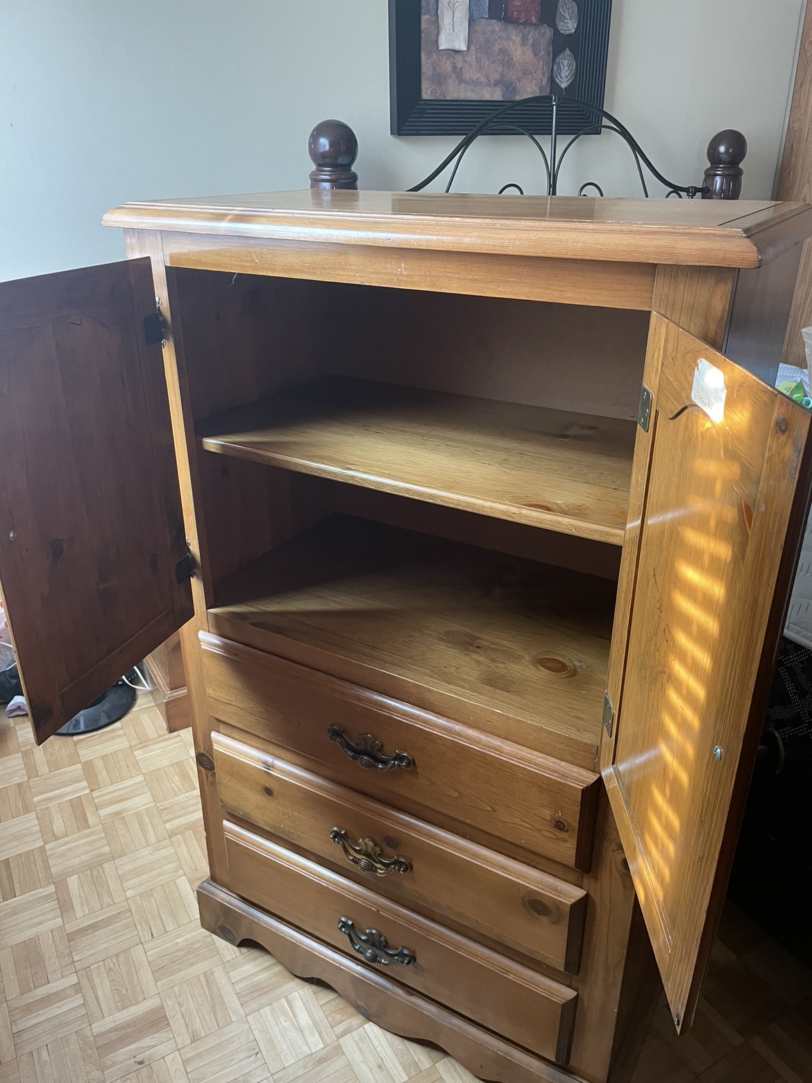 Pine Wood Armoire with Drawers - photo 2