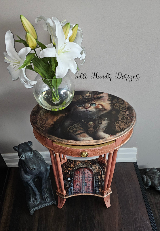 Custom Designed - Steampunk Kitten Accent Table - photo 2