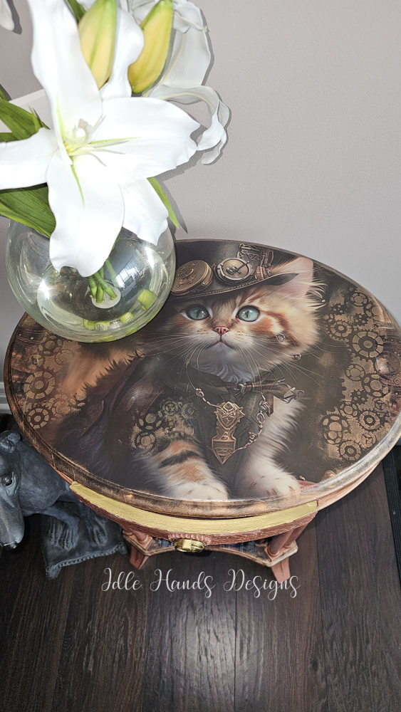 Custom Designed - Steampunk Kitten Accent Table - photo 4