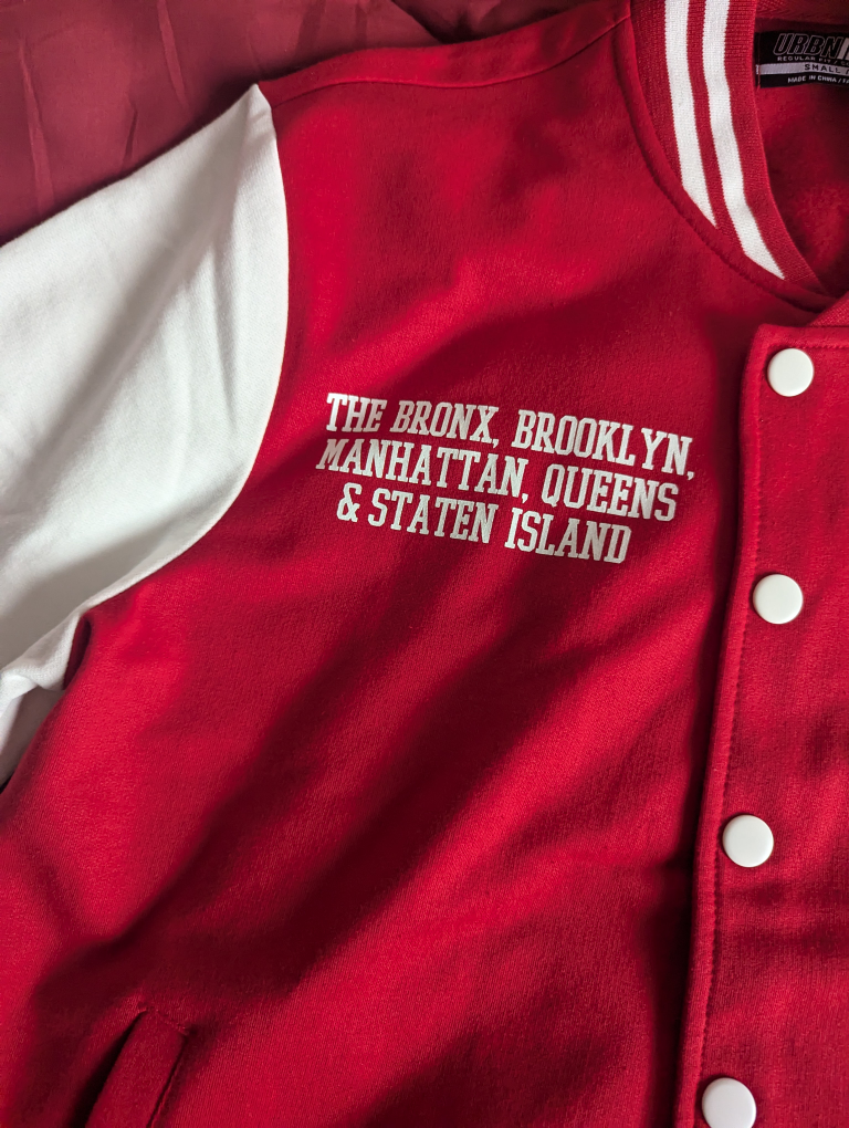 Red and White Varsity Jacket Urban Planet Men's - photo 4