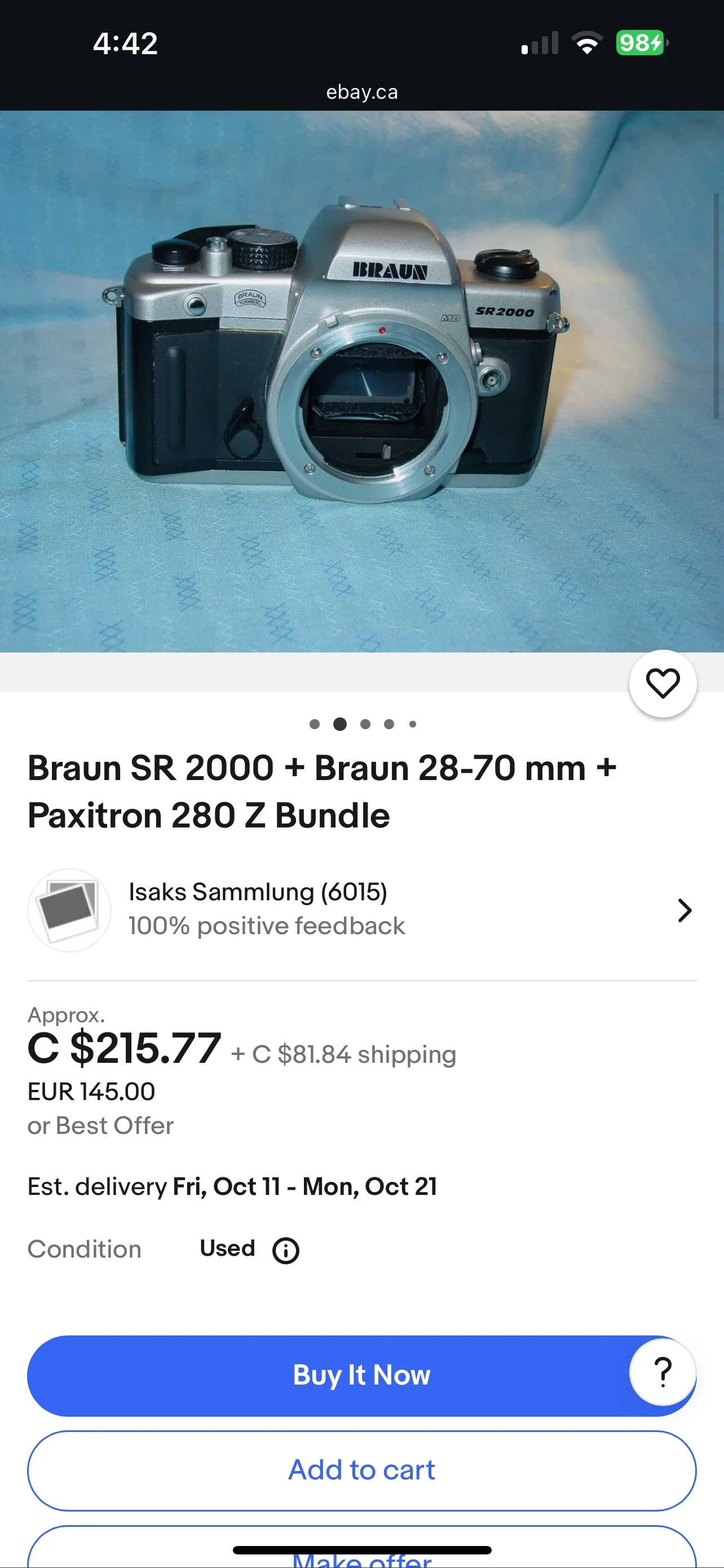 Like New Vintage Braun SR 2000 Camera with 28-70mm Lens image indicator(5)