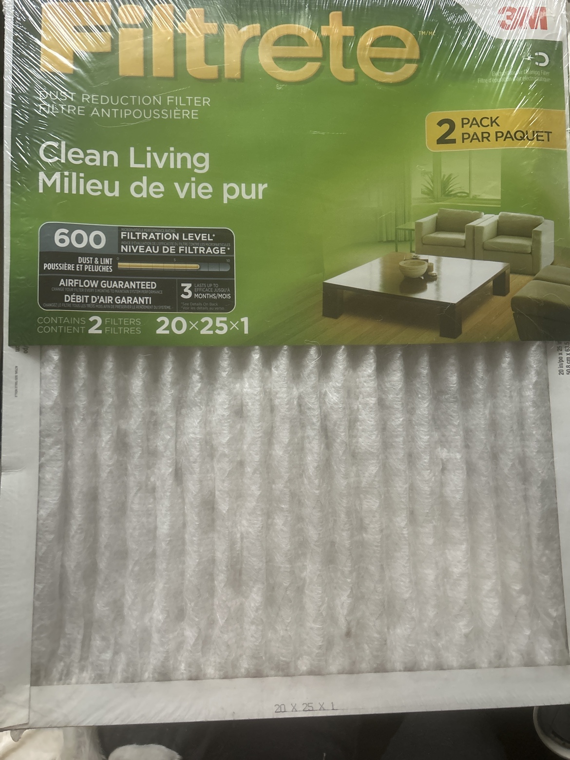 3M Filtrete 20x25x1 Air Filter (2 pack)