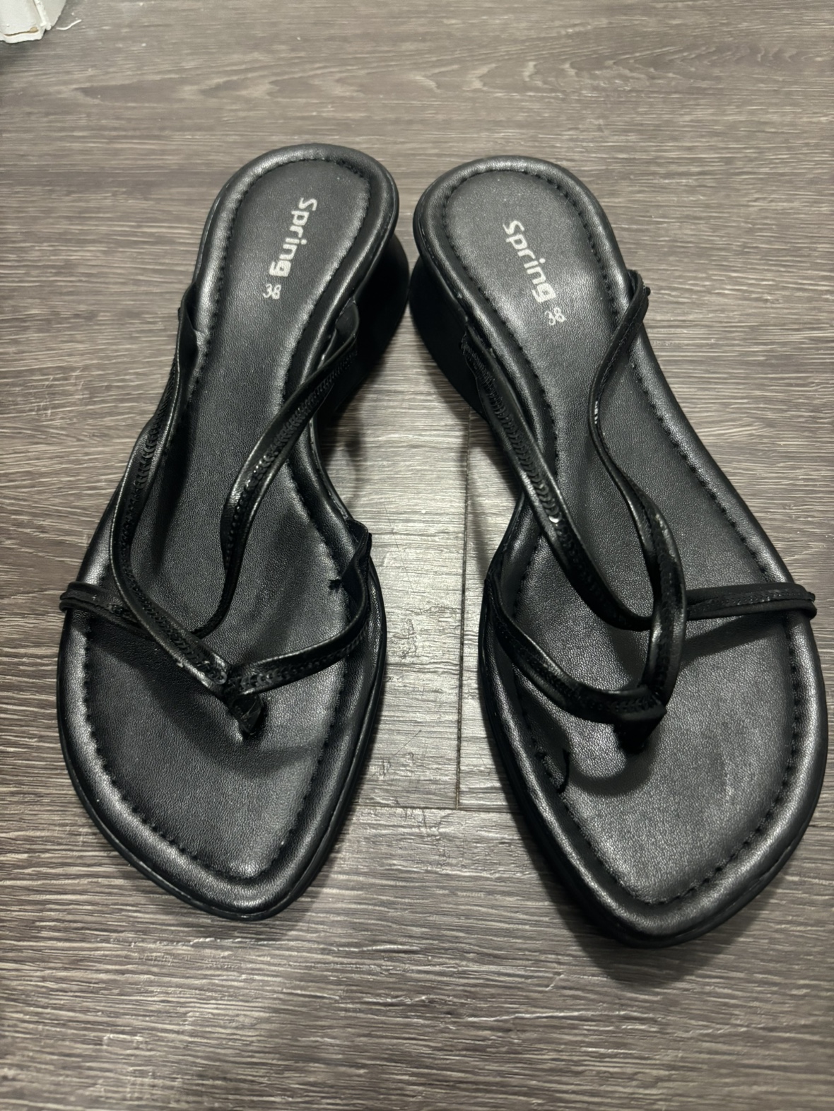 Spring Black Wedge Sandals Size 38 - photo 2